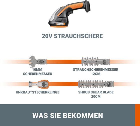 🏡 WORX WG801E.91 20V 4 in 1 Heckenschere für 55,19€ (statt 65€)