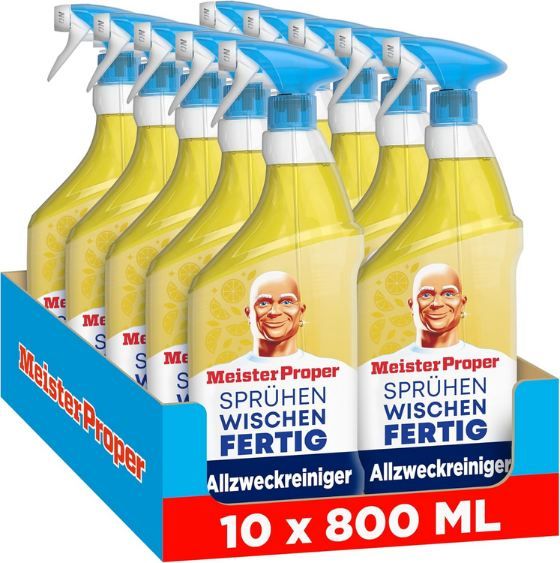🧽 20 Flaschen (16 Liter!) Meister Proper Citrusfrische Reiniger für 41,80€ (statt 52€)