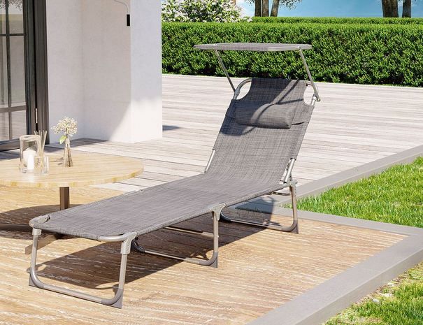 ☀️ Songmics Liege mit Sonnendach in Dunkelgrau für 34,99€ (statt 45€)