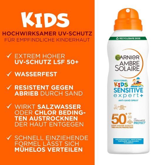 🌞 2er Pack Garnier Ambre Solaire Kids Sensitive expert+, 150ml ab 16€ (statt 20€)