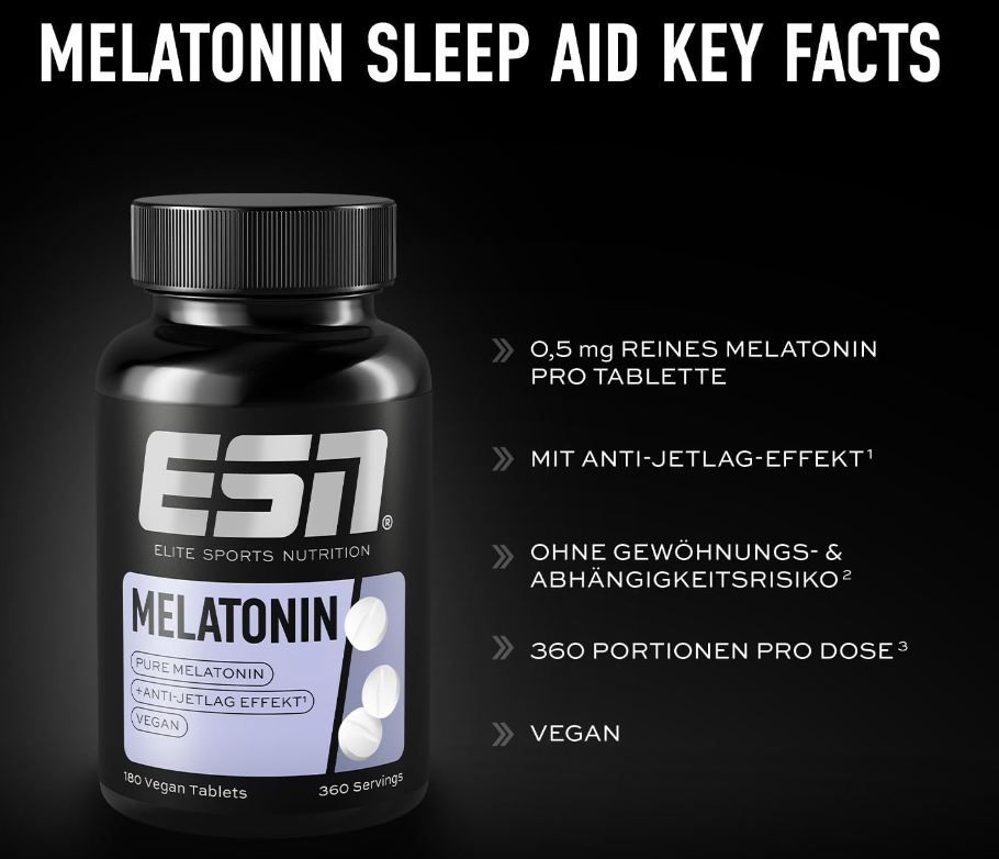 💊 180er Pack ESN Melatonin Sleep Aid Tabletten, 0,5mg ab 17,73€ (statt 25€)