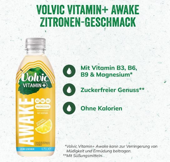 🍋 6er Pack Volvic Vitamin+ Awake Zitrone, 0,75L ab 6,35€ (statt 12€)   Nur 1€ pro Flasche