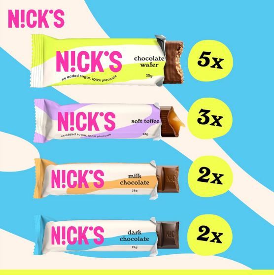 🍫 12er Pack Nicks Schokolade Keto Riegel Chocolate Mix Box ab 11,34€ (statt 19€)