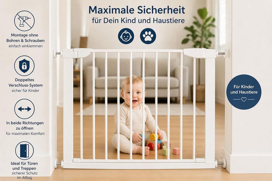 🚸  40% Rabatt auf Fiducia Türschutzgitter in versch. Breiten   z.B. 75 81cm für 27,59€ (statt 46€)