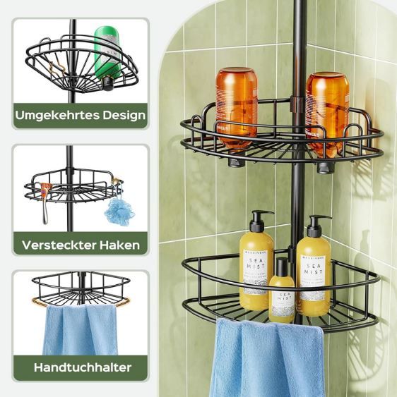 🚿 Hamitor Teleskop Duschablage mit 4 Ebenen, 121 314cm für 24,99€ (statt 40€)