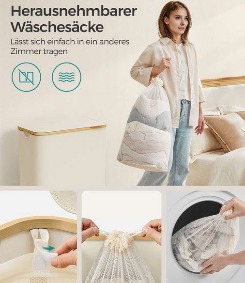 🧺 SONGMICS Wäschekorb (130L) mit Deckel & 2 Fächer für 23,79€ (statt 28€)
