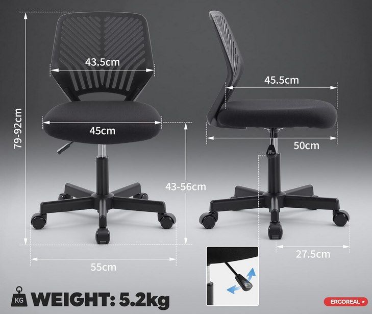 💺 Ergoreal ergonomischer Bürostuhl ohne Armlehne für 30,49€ (statt 50€)