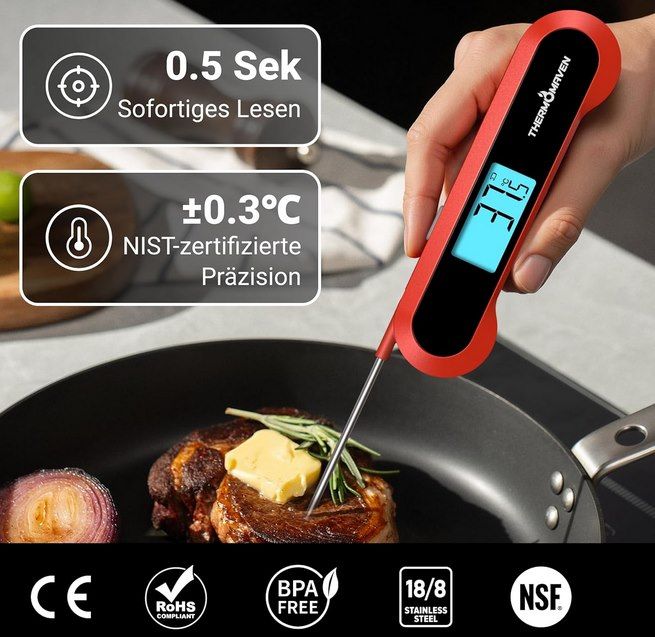 🥩 ThermoMaven digitales Fleischthermometer mit Sofortanzeige für 17,99€ (statt 25€)