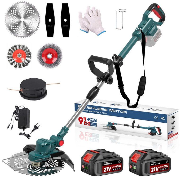 🌱 21V Rasentrimmer mit Unkrautbürste, Freischneider & Motorsense inkl. 2x 4.0Ah Akkus für 69€ (statt 138€)