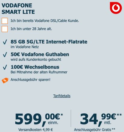 🍏 Apple iPhone 17 Pro 256GB für 599€ + Vodafone 85GB 5G für 34,99€ mtl. + 150€ Bonus