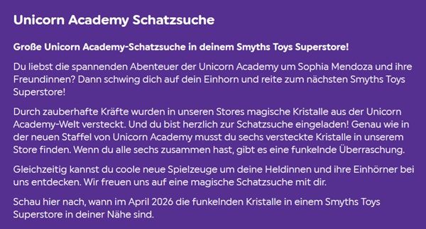 Unicorn Academy Event in Smyths Toys Stores im Mai