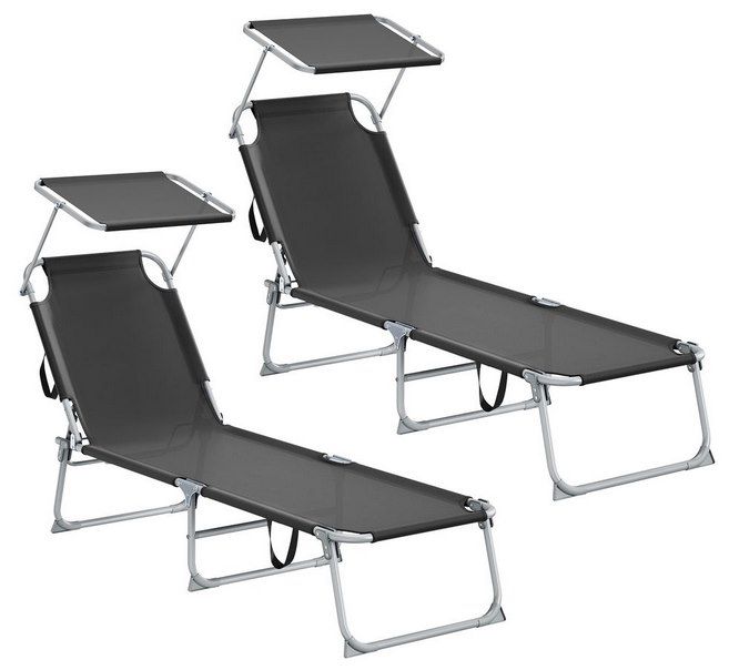 🌞 2x Songmics Sonnenliege mit Sonnenblende, klappbar für 58,99€ (statt 71€)