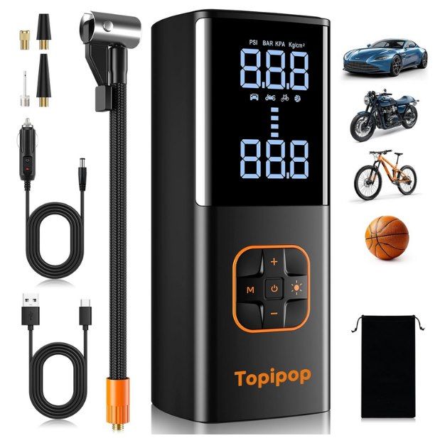 🛞 Topipop elektr. Luftpumpe bis 10bar & 4 Modi für 19,99€ (statt 40€)