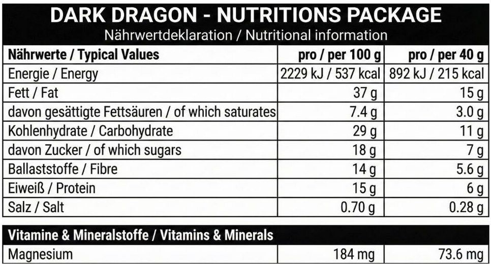 🥜 12x LOVELOVE Dark Dragon Nussriegel, Mandeln & Zartbitterschokolade (je 40g) für 11,20€ (statt 25€)