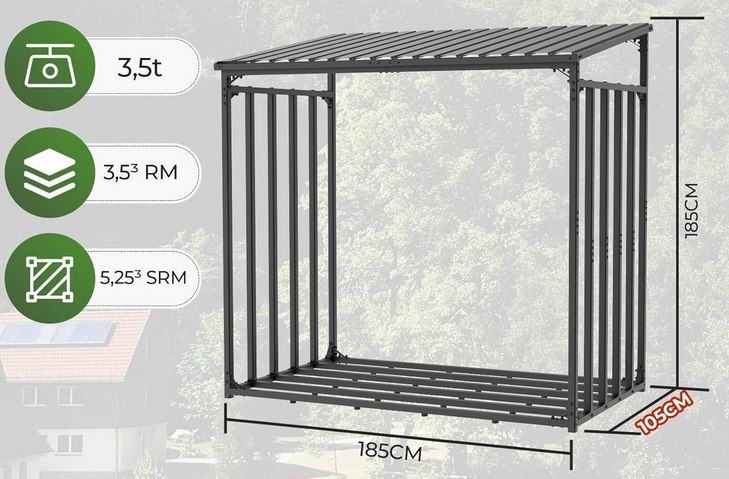 🪵 CHOSHOME Kaminholzregal für Außen 185x105x185cm für 155,99€ (statt 240€)