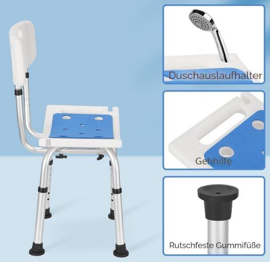 💦 Careboda Duschstuhl mit 6 verstellbaren Höhen für 35,99€ (statt 42€)