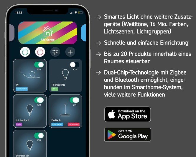 🌈 tint Smarter LED RGB Bluetooth + Zigbee Streifen 10m für 39,60€ (statt 111€)