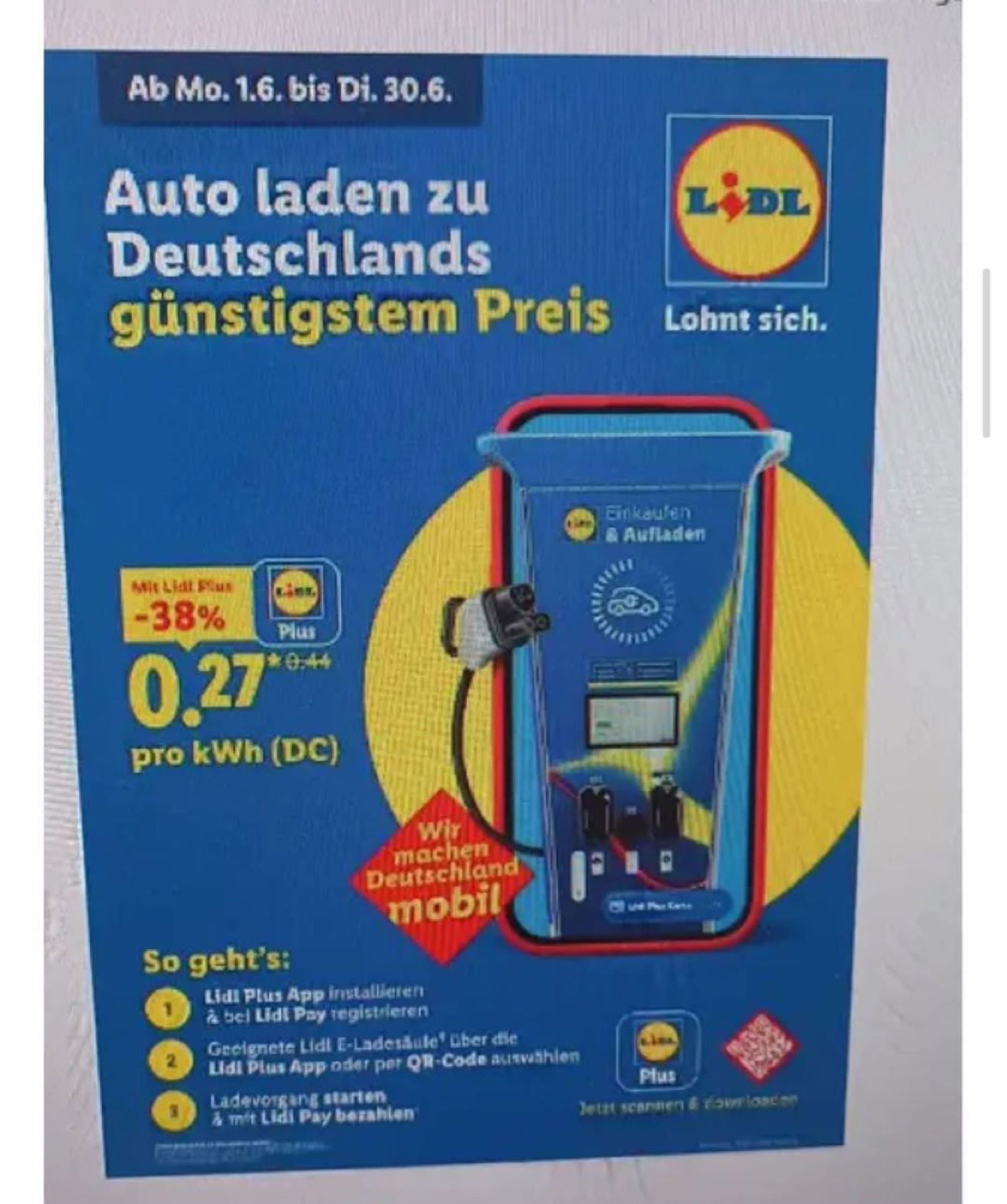 Auto laden bei Lidl für nur 0,27€