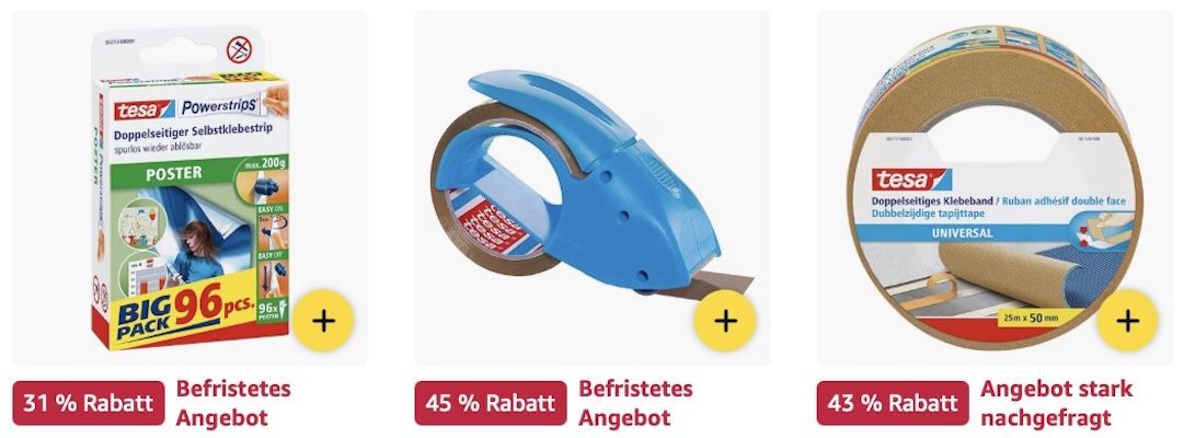 📦 Amazon: tesa im Megasale z.B. Malerband in 50m x 30mm für 9,90€ (statt 16€)