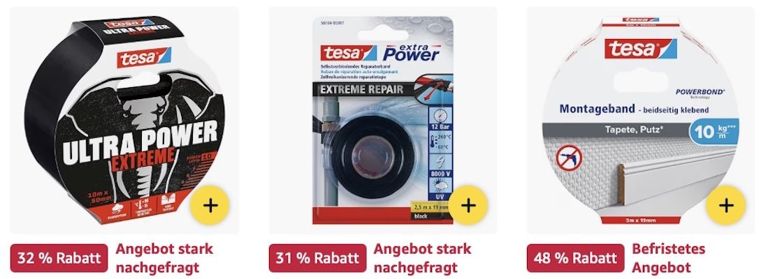 📦 Amazon: tesa im Megasale z.B. Malerband in 50m x 30mm für 9,90€ (statt 16€)