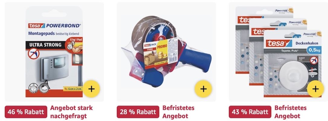 📦 Amazon: tesa im Megasale z.B. Malerband in 50m x 30mm für 9,90€ (statt 16€)