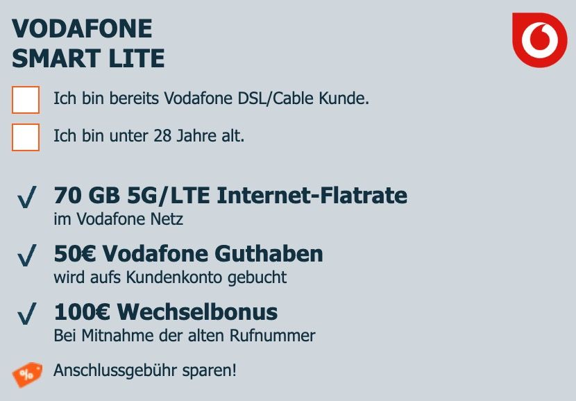 🍏 iPhone 17e 256GB für 1€ + Vodafone Allnet 5G 70GB für 34,99€ mtl. + 150€ Bonus 🍏 iPhone 17e 256GB für 1€ + Vodafone Allnet 5G 70GB für 34,99€ mtl. + 150€ Bonus