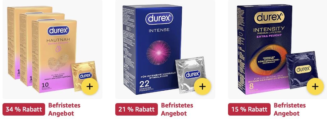 🤫 Amazon: Durex Produkte stark reduziert z.B. Love Mix Kondome (5 Sorten) ab 16,44€ (statt 26€)
