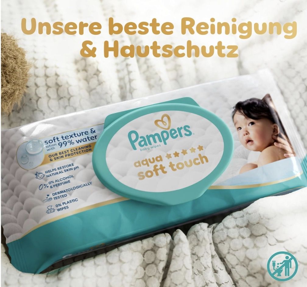 👼🏻 900x Pampers Aqua Soft Touch Baby Feuchttücher für 18,14€ (statt 28€)