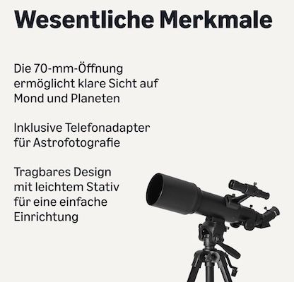🤯🔭 Amazon Basics Teleskop mit 70 mm Öffnung für 58,79€ (statt 70€)