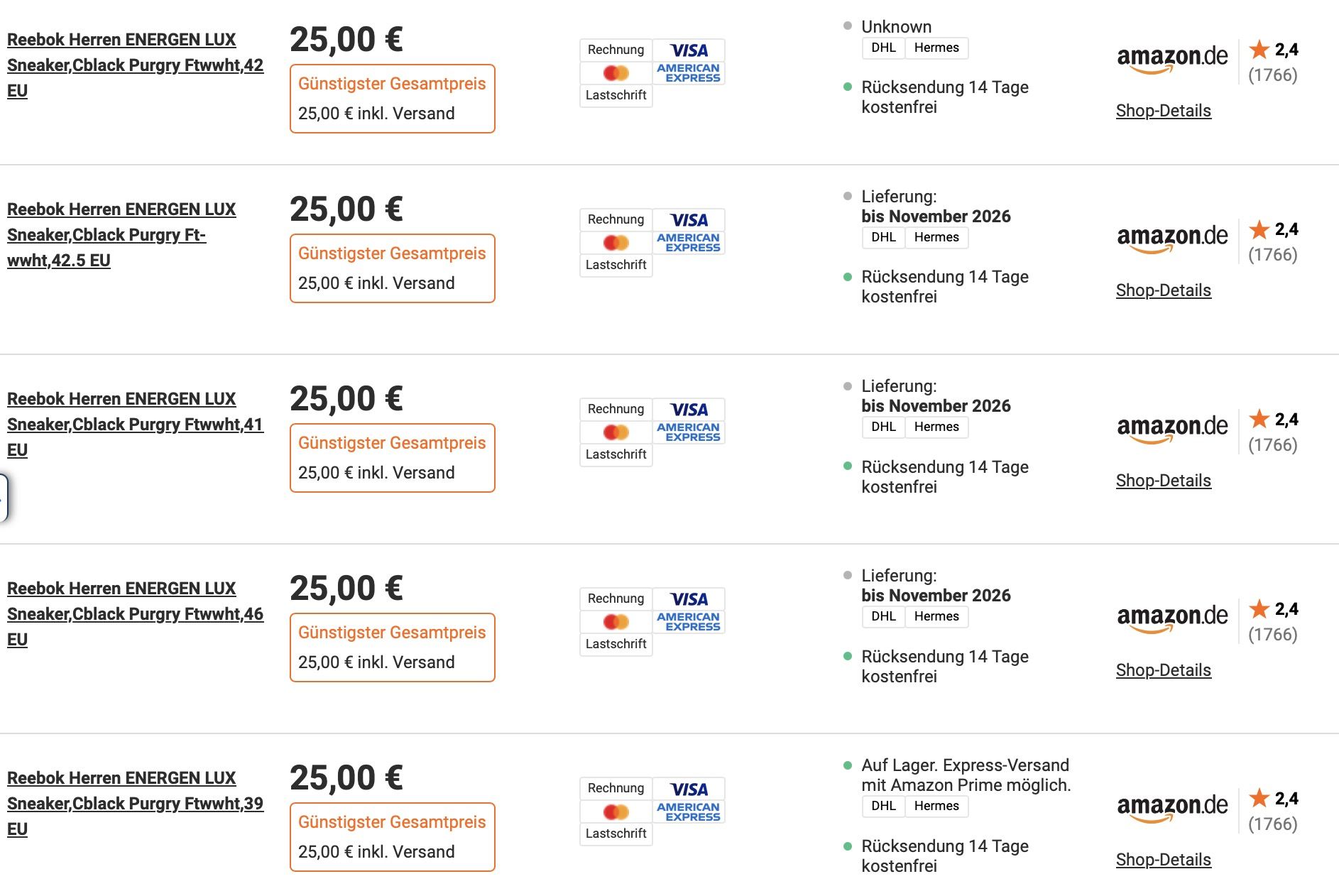 🔝👟 Reebok Energen Lux LZC45 Herren Sneaker für 25€ (statt 39€)
