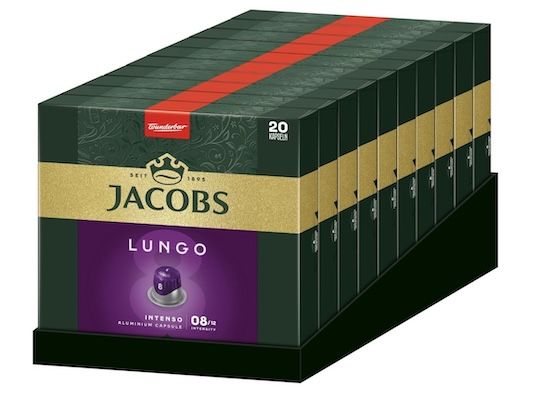 200 Kapseln Jacobs Kaffeekapseln Lungo Intenso für 47,99€ (statt 59€)