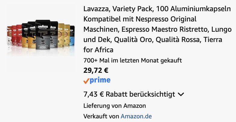 ☕ 100er Pack Lavazza Variety Pack für 29,72€ (statt 38€) ☕ 100er Pack Lavazza Variety Pack für 29,72€ (statt 38€)