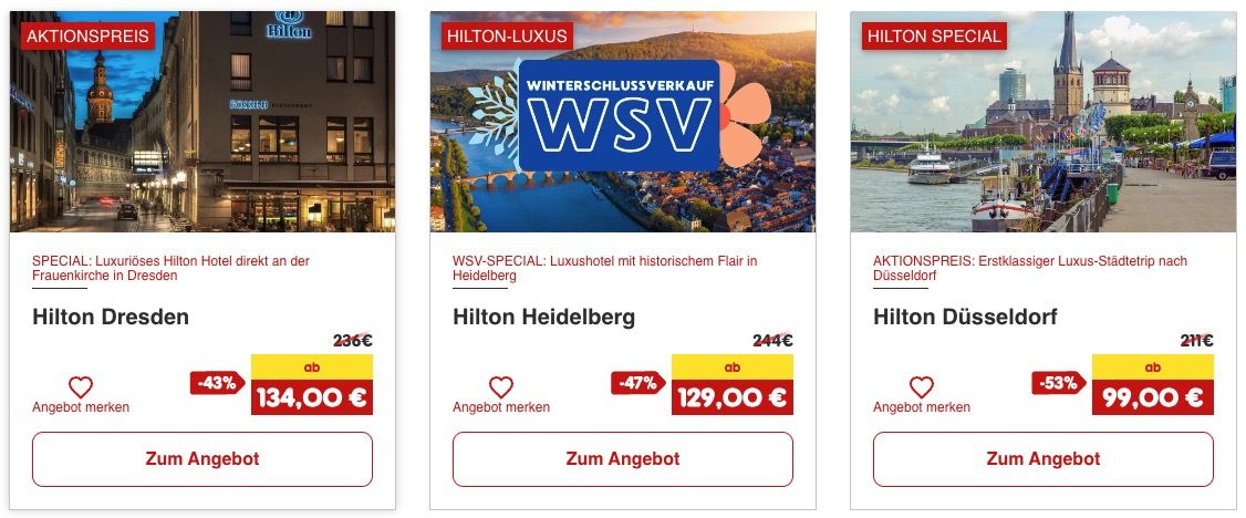 🏨 Kurzurlaub im Hilton Hotel inkl. Frühstück ab 99€ für 2 Personen   versch. Städte