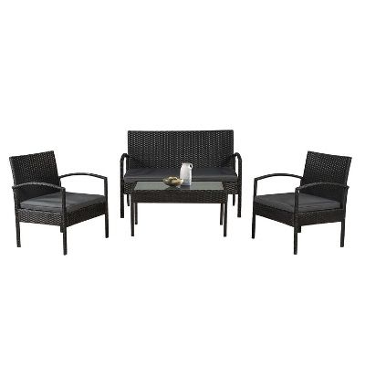 🏡🔥Juskys Polyrattan Sitzgruppe Trinidad mit Tisch, Bank & 2 Sesseln inkl. Kissen 🧨 für 116,24€ (statt 162€)
