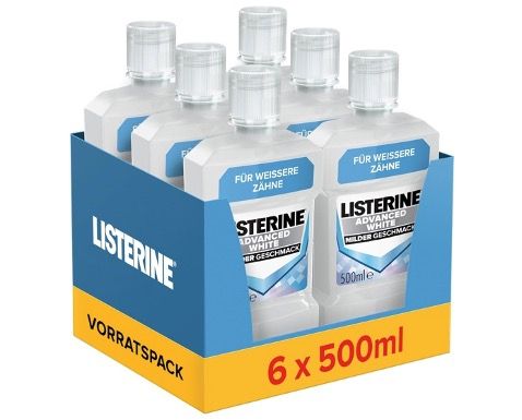🦷 6x Listerine Advanced White milde Mundspülung je 500ml für 11,75€ (statt 23€) 🦷 6x Listerine Advanced White milde Mundspülung je 500ml für 11,75€ (statt 23€)