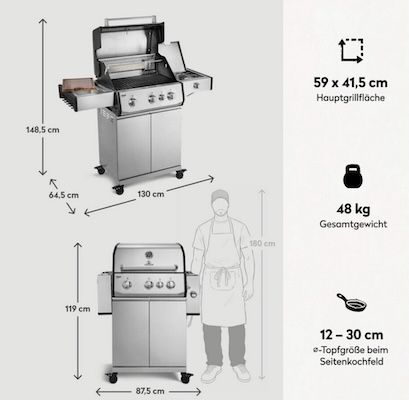 🍖 Burnhard FRED Deluxe 3 Brenner Gasgrill für 639€ (statt 722€)