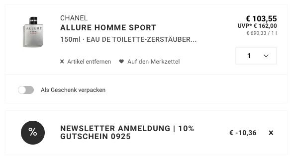 🌼 Chanel Allure Homme Sport 150ml ‼️ Herren Eau de Toilette ➡️ für 93,19€ (statt 145€)