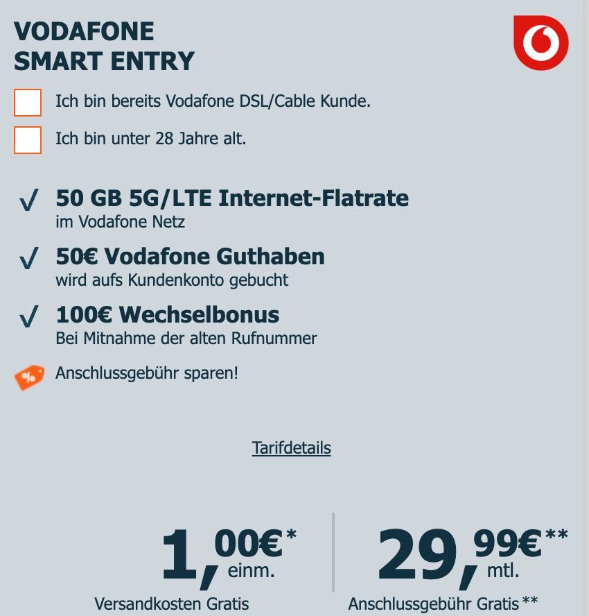 🎮 PlayStation 5 Slim 825GB nur 1€ + Vodafone 50GB 5G für 29,99€ mtl. + 150€ Bonus 🎮 PlayStation 5 Slim 825GB nur 1€ + Vodafone 50GB 5G für 29,99€ mtl. + 150€ Bonus