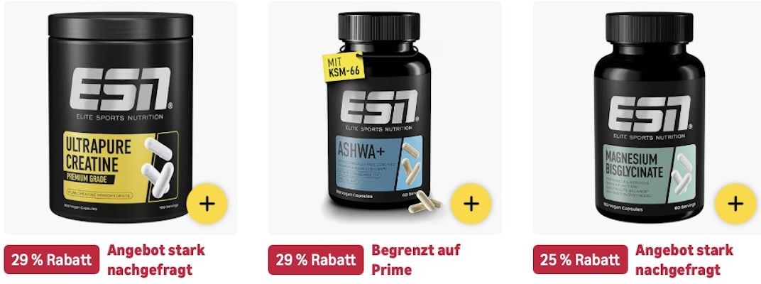 🏋️💪🏻 Amazon: ESN im frühen Prime Day Sale z.B. 120 Zinkkapseln ab 7€ (statt 14€) 🏋️💪🏻 Amazon: ESN im frühen Prime Day Sale z.B. 120 Zinkkapseln ab 7€ (statt 14€)