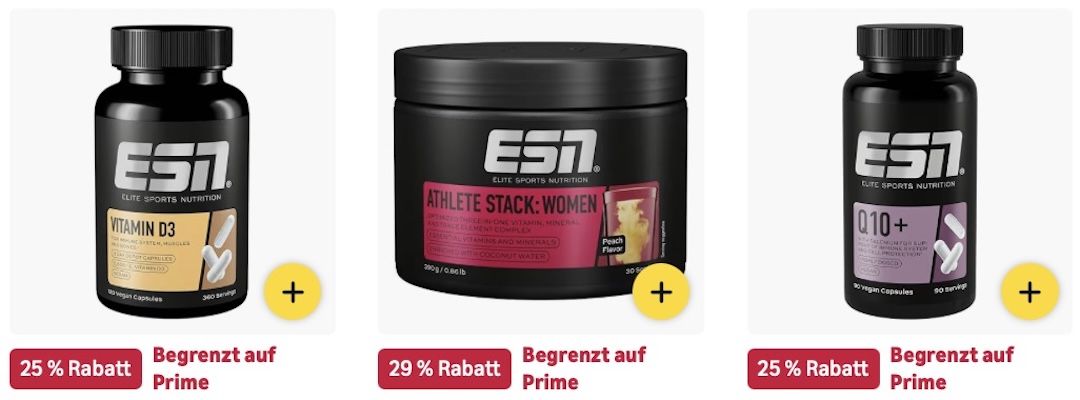🏋️💪🏻 Amazon: ESN im frühen Prime Day Sale z.B. 120 Zinkkapseln ab 7€ (statt 14€)