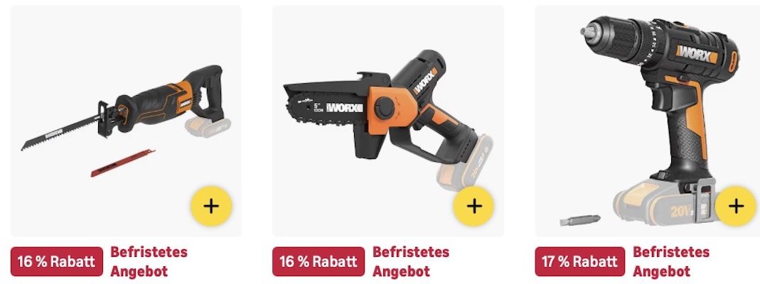 🏡🪴 Amazon: WORX Megasale mit bis zu  40% 👉🏻 Akku Schlagbohrschrauber für 50€ (statt 60€)