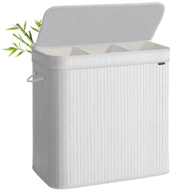 🧺 SONGMICS Wäschekorb mit Deckel (3x50l) aus Bambus für 26€ (statt 31€)