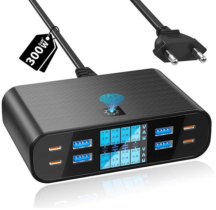 🔋 YSYFAD 8in1 USB/C 300W Ladegerät mit LED & QC 3.0 für 27,99€ (statt 70€)
