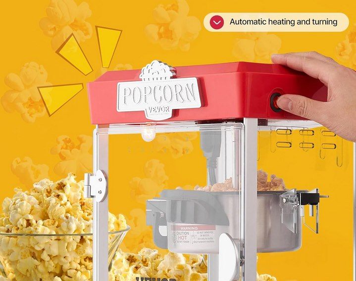 🍿 VEVOR 480W Popcornmaschine für bis zu 5,7L für 59,99€ (statt 71€)