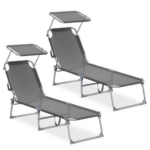 🌞2x  Songmics Sonnenliege mit Sonnenblende, klappbar für 57,99€ (statt 71€)