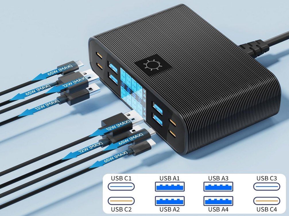 🔋 YSYFAD 8in1 USB/C 300W Ladegerät mit LED & QC 3.0 für 27,99€ (statt 70€)