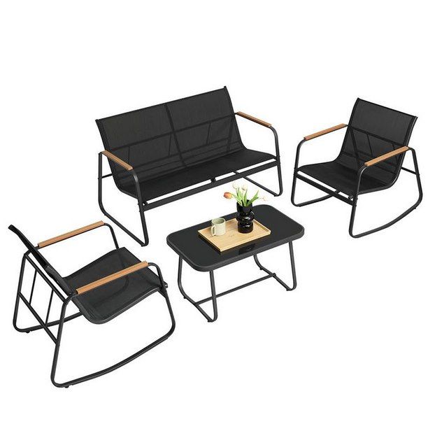 🏡 SONGMICS Gartenbank und 2 Schaukelstühle mit Glastisch für 83,99€ (statt 120€)