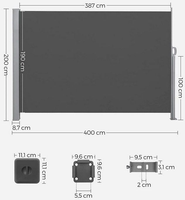 🌞 SONGMICS Seitenmarkise ausziehbar 200 x 400 cm für 68,99€ (statt 85€)