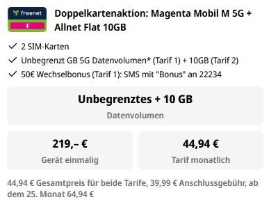 🔥 Apple iPhone 17 Pro für 219€ + Telekom Allnet Unlimited & 10GB für 44,94€ mtl. + 130€ Bonus 🔥 Apple iPhone 17 Pro für 219€ + Telekom Allnet Unlimited & 10GB für 44,94€ mtl. + 130€ Bonus