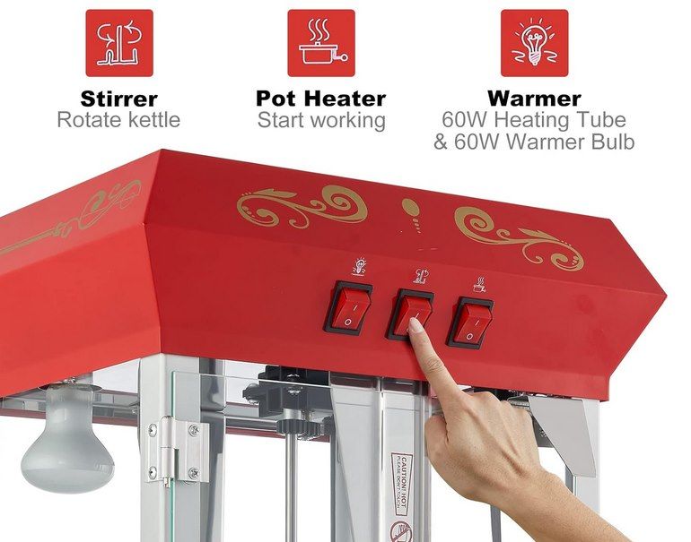 🍿 VEVOR 850W Popcornautomat für kommerzielle Nutzung für 111,99€ (statt 133€)
